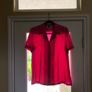 Vintage 100% Silk Simon Chang Hot Pink Shirt